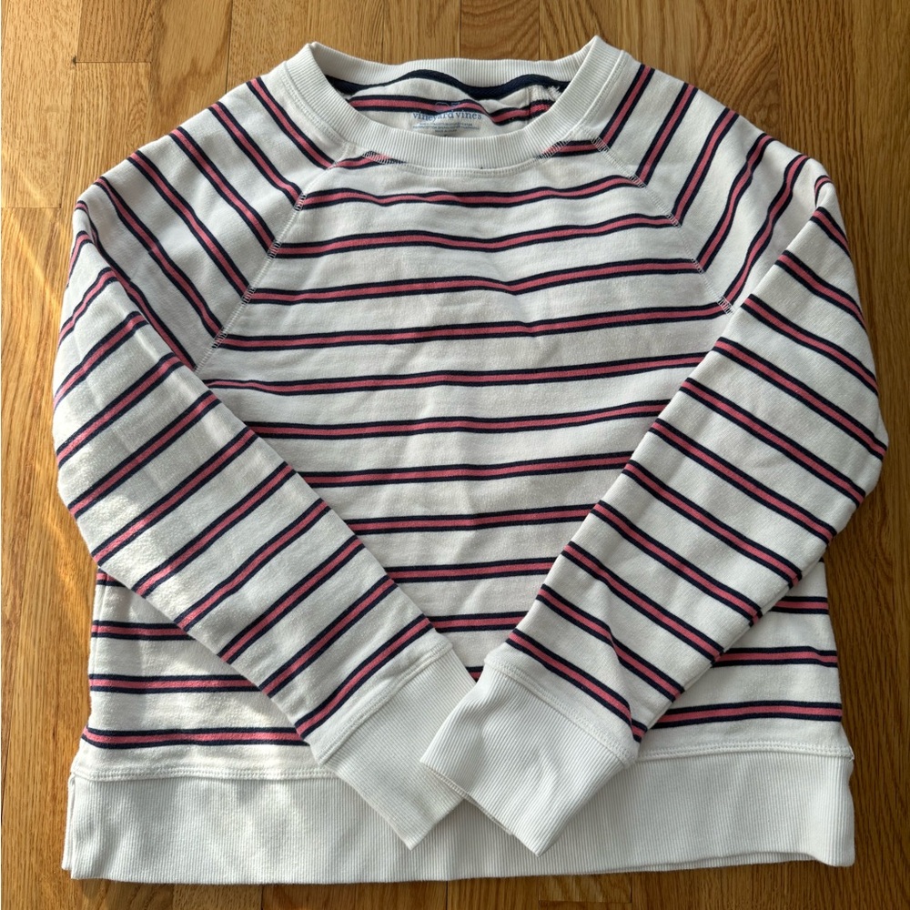 Vineyard Vines Women’s Striped Sweatshirt - White and Navy